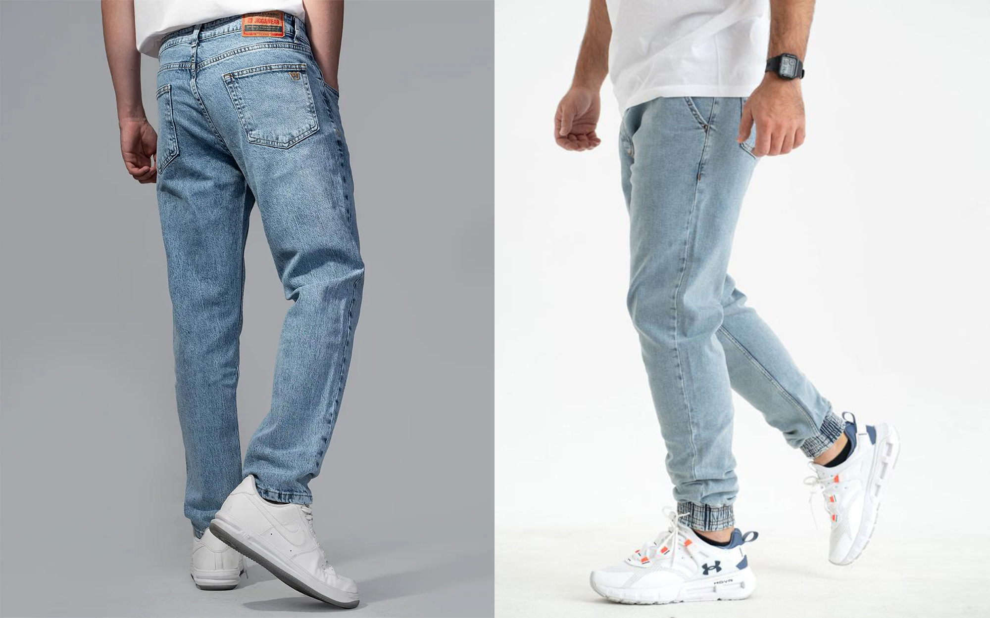 zdjęcia produktowe jasnych dżinsów El Polako i Jigga Wear